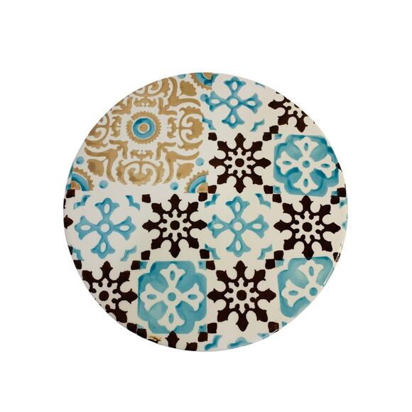 Duro Handpainted Portuguese Tile Trivet Cork Back 9.5 Inch Diameter - Picture 3 of 9